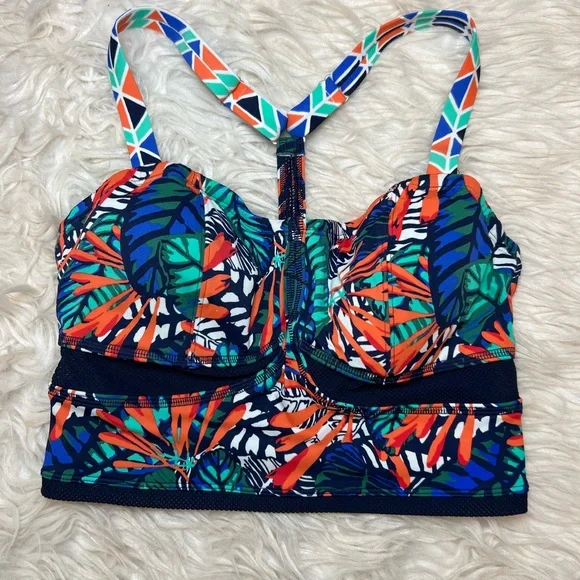 Athleta Hanalei Bralette Bikini Top Navy Blue And Coral‎ Size 32 B/C - Picture 2 of 5